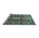 Sideview of Machine Washable Medallion Light Blue Traditional Rug, wshtr1216lblu