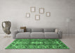 Machine Washable Medallion Emerald Green Traditional Area Rugs in a Living Room,, wshtr1216emgrn