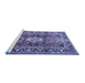 Sideview of Machine Washable Medallion Blue Traditional Rug, wshtr1216blu