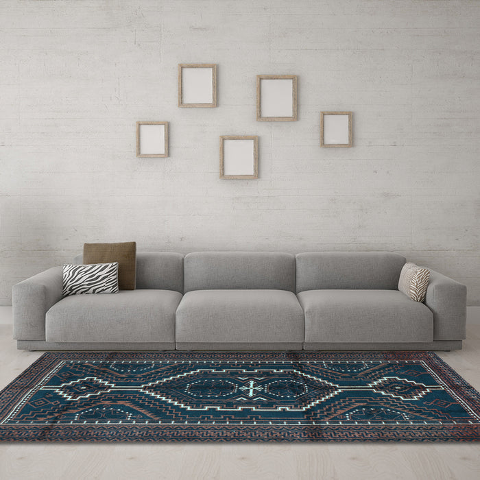 Machine Washable Persian Light Blue Traditional Rug in a Living Room, wshtr1217lblu