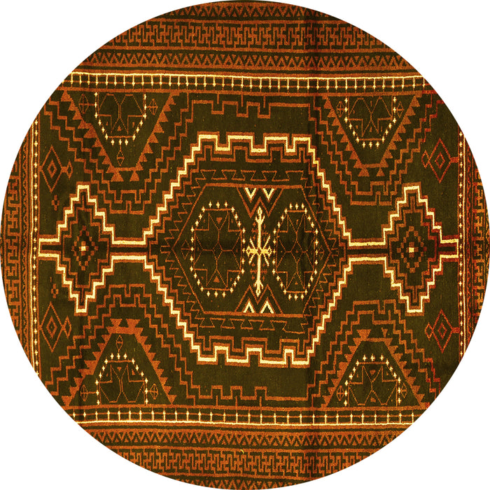 Round Machine Washable Persian Yellow Traditional Rug, wshtr1217yw