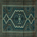 Square Machine Washable Persian Turquoise Traditional Area Rugs, wshtr1217turq