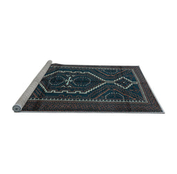 Sideview of Machine Washable Persian Light Blue Traditional Rug, wshtr1217lblu