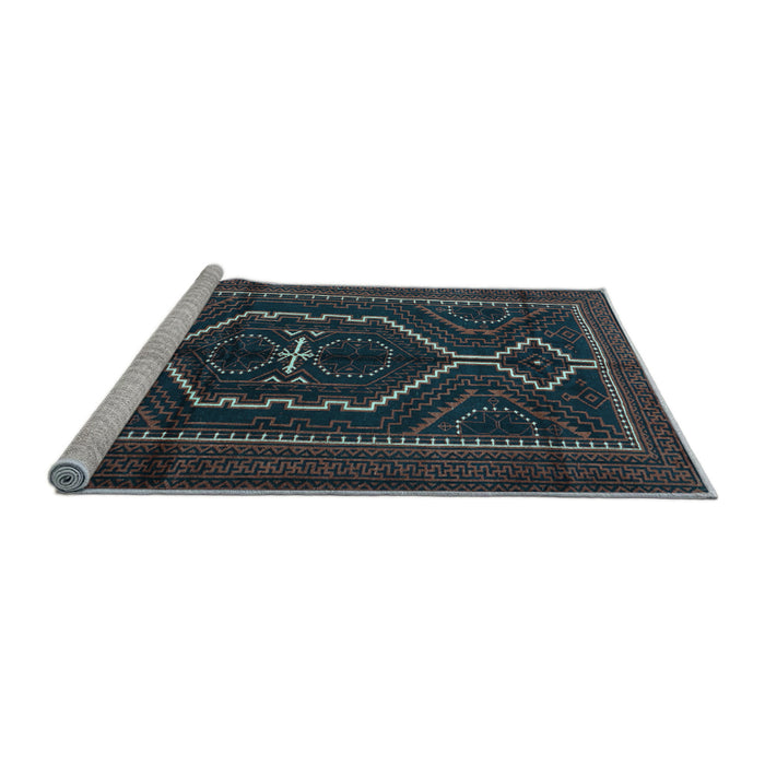Sideview of Machine Washable Persian Light Blue Traditional Rug, wshtr1217lblu