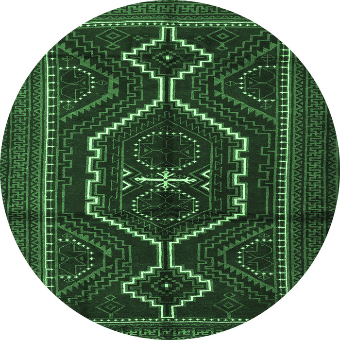 Round Machine Washable Persian Emerald Green Traditional Area Rugs, wshtr1217emgrn