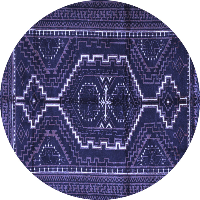 Round Machine Washable Persian Blue Traditional Rug, wshtr1217blu