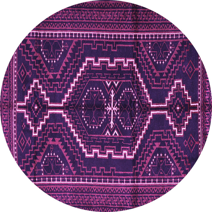 Round Machine Washable Persian Purple Traditional Area Rugs, wshtr1217pur