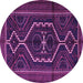 Round Machine Washable Persian Purple Traditional Area Rugs, wshtr1217pur