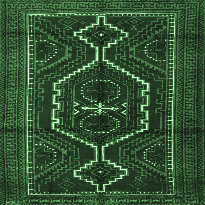 Square Persian Emerald Green Traditional Rug, tr1217emgrn