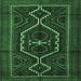 Square Machine Washable Persian Emerald Green Traditional Area Rugs, wshtr1217emgrn