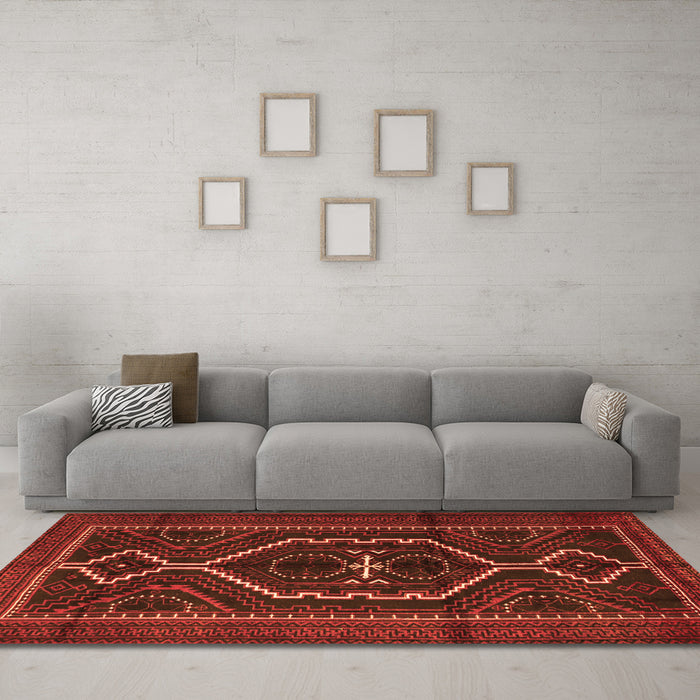 Machine Washable Persian Orange Traditional Area Rugs in a Living Room, wshtr1217org