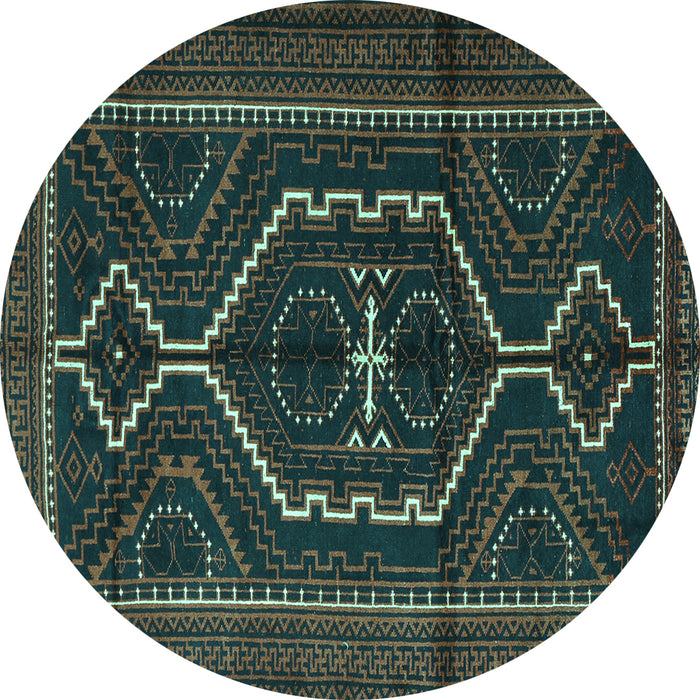 Round Persian Turquoise Traditional Rug, tr1217turq