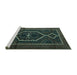 Sideview of Machine Washable Persian Turquoise Traditional Area Rugs, wshtr1217turq