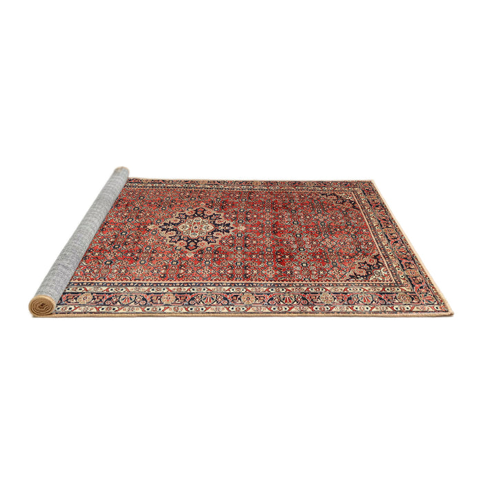 Sideview of Machine Washable Traditional Saffron Red Rug, wshtr1218