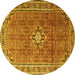 Round Persian Yellow Traditional Rug, tr1218yw