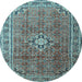 Round Machine Washable Persian Light Blue Traditional Rug, wshtr1218lblu