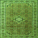 Round Machine Washable Persian Green Traditional Area Rugs, wshtr1218grn