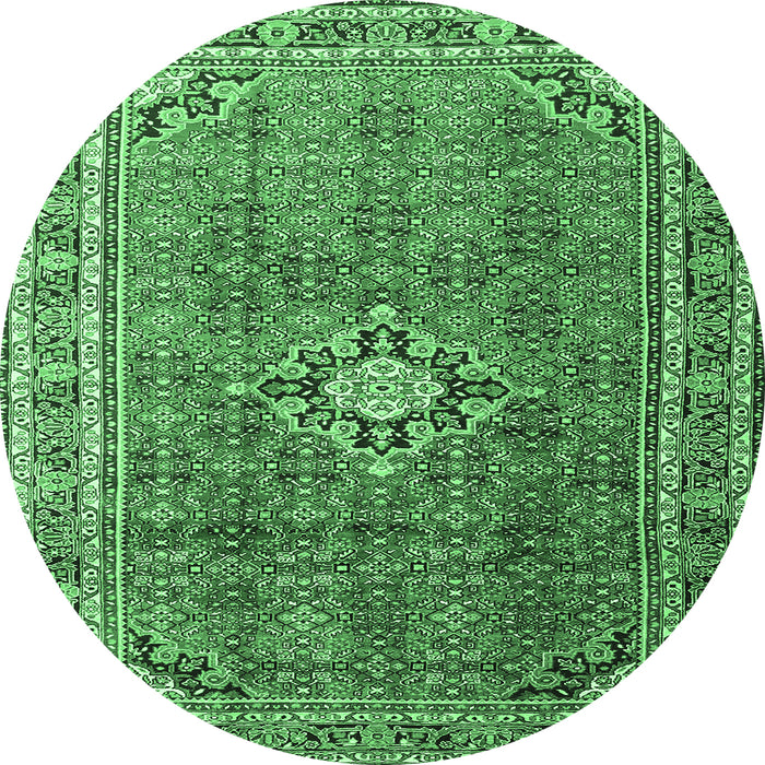 Round Machine Washable Persian Emerald Green Traditional Area Rugs, wshtr1218emgrn