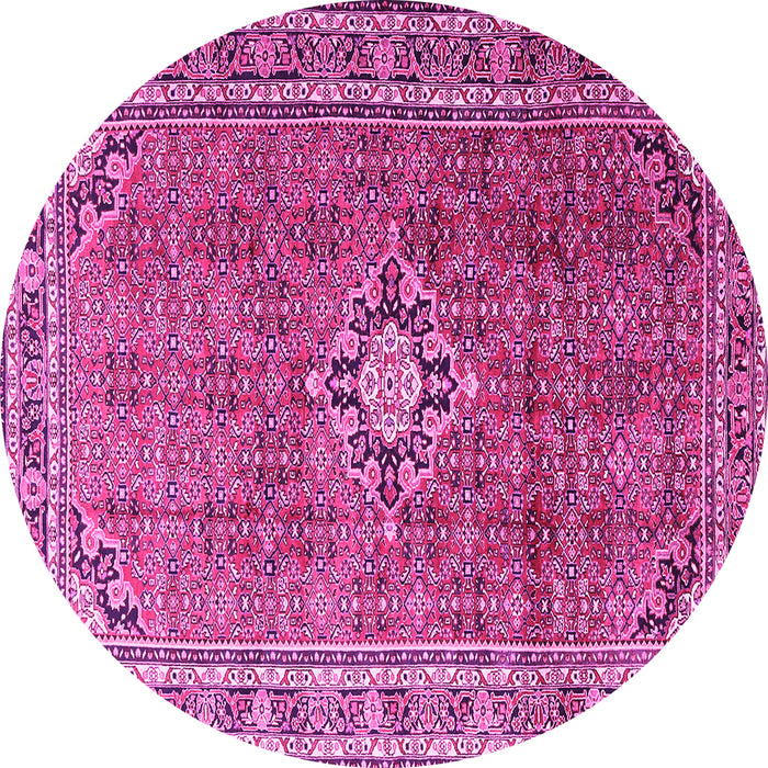 Round Machine Washable Persian Pink Traditional Rug, wshtr1218pnk