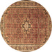 Round Machine Washable Persian Brown Traditional Rug, wshtr1218brn