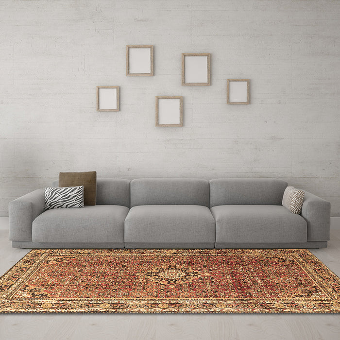 Machine Washable Persian Brown Traditional Rug in a Living Room,, wshtr1218brn