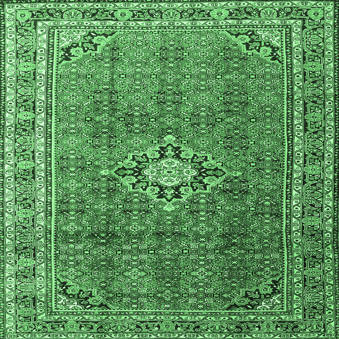 Square Persian Emerald Green Traditional Rug, tr1218emgrn