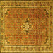 Square Machine Washable Persian Yellow Traditional Rug, wshtr1218yw