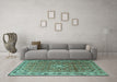 Machine Washable Persian Turquoise Traditional Area Rugs in a Living Room,, wshtr1218turq