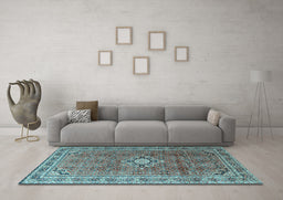 Machine Washable Persian Light Blue Traditional Rug in a Living Room, wshtr1218lblu