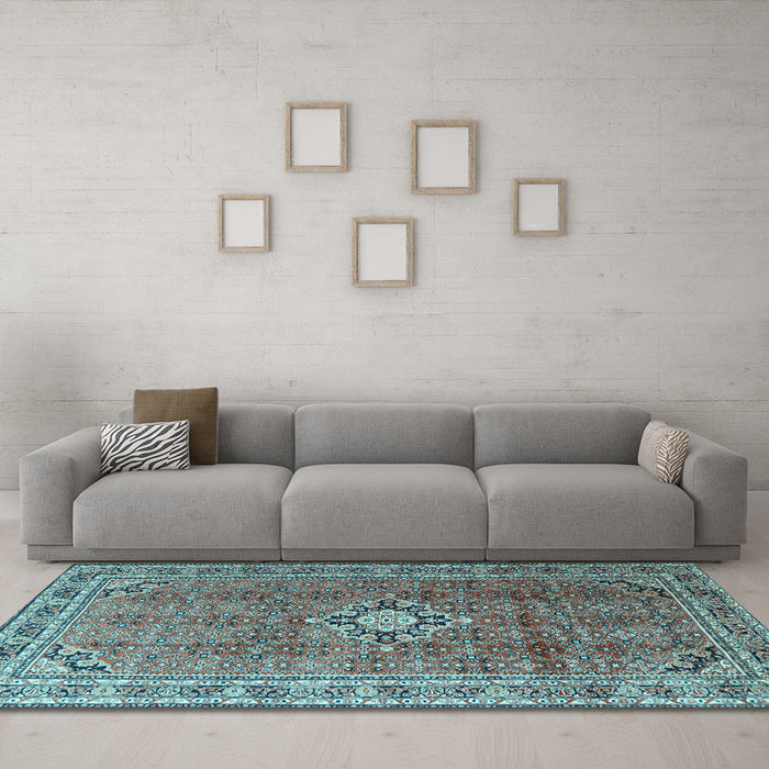 Machine Washable Persian Light Blue Traditional Rug in a Living Room, wshtr1218lblu