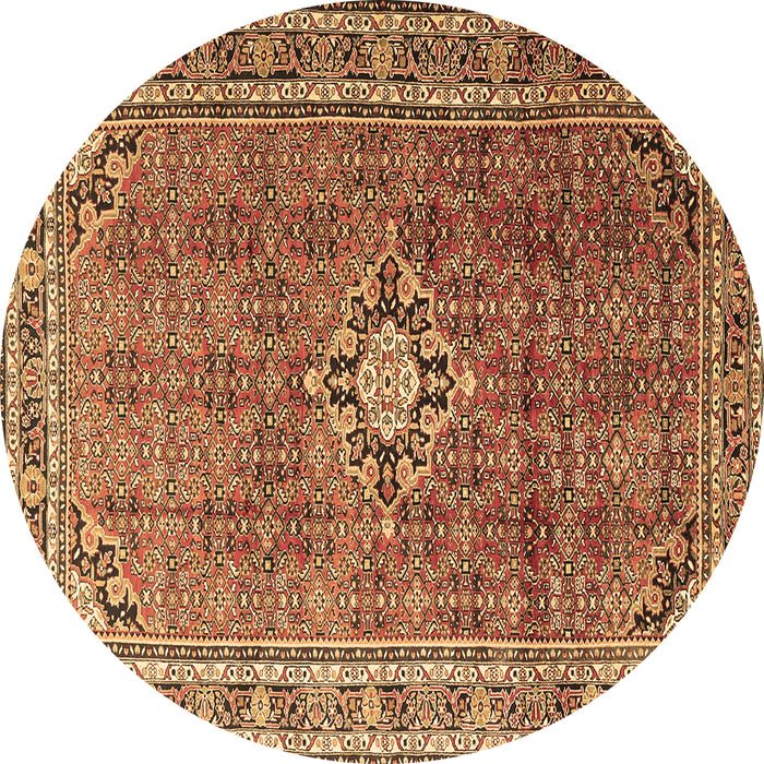 Round Persian Brown Traditional Rug, tr1218brn