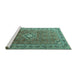 Sideview of Machine Washable Persian Turquoise Traditional Area Rugs, wshtr1218turq