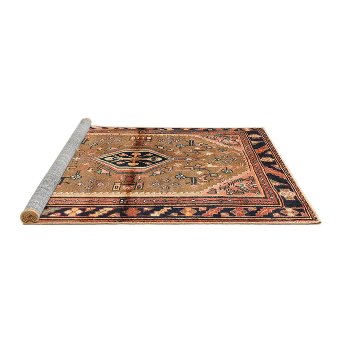 Sideview of Machine Washable Traditional Dark Sienna Brown Rug, wshtr1219