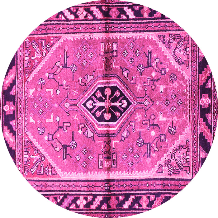 Round Persian Pink Traditional Rug, tr1219pnk