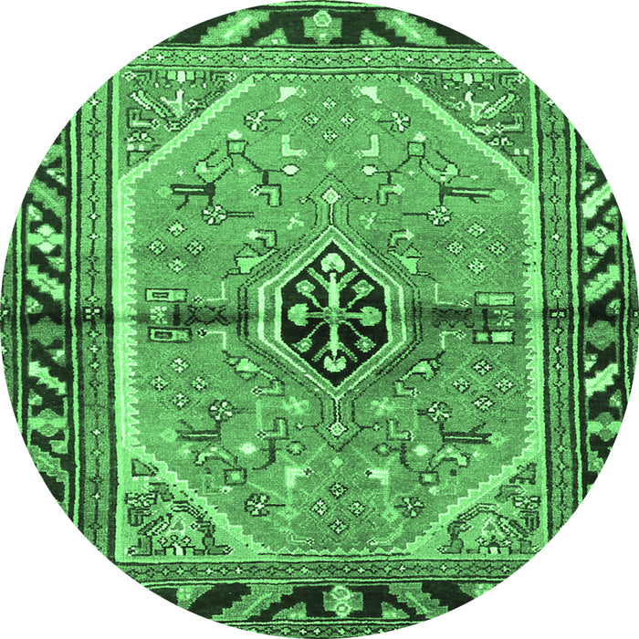 Round Machine Washable Persian Emerald Green Traditional Area Rugs, wshtr1219emgrn