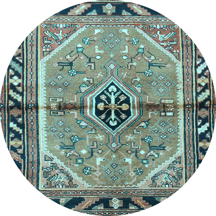 Round Persian Light Blue Traditional Rug, tr1219lblu
