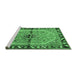 Sideview of Machine Washable Persian Emerald Green Traditional Area Rugs, wshtr1219emgrn