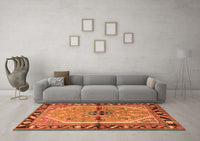 Machine Washable Persian Orange Traditional Rug, wshtr1219org