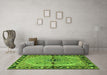 Machine Washable Persian Green Traditional Area Rugs in a Living Room,, wshtr1219grn