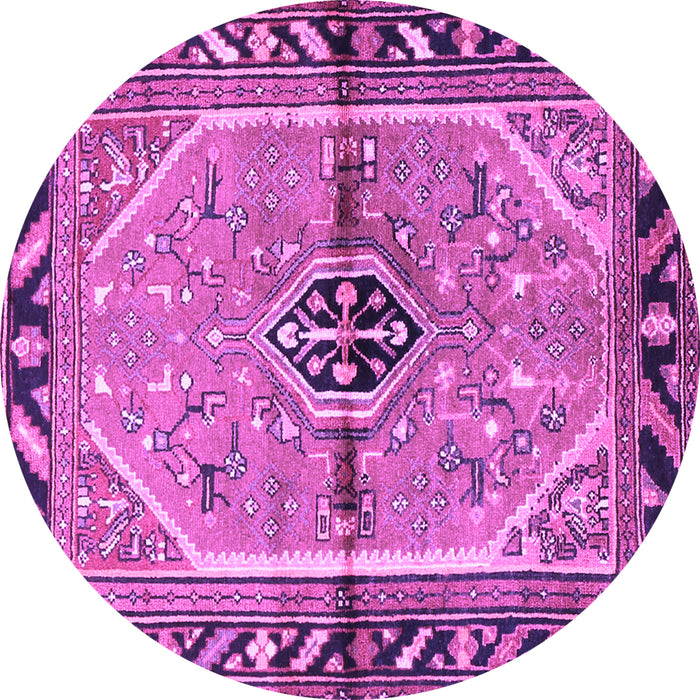 Round Persian Purple Traditional Rug, tr1219pur