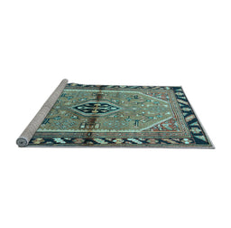 Sideview of Machine Washable Persian Light Blue Traditional Rug, wshtr1219lblu
