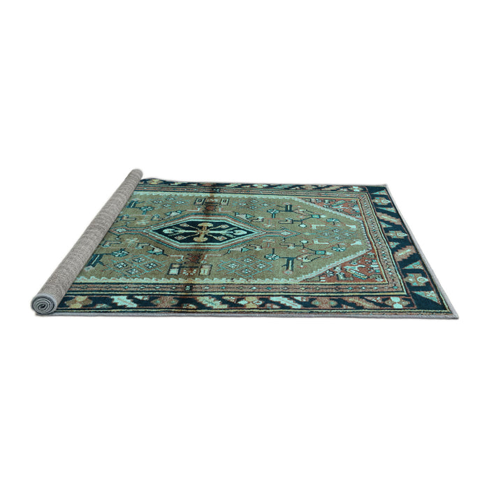 Sideview of Machine Washable Persian Light Blue Traditional Rug, wshtr1219lblu
