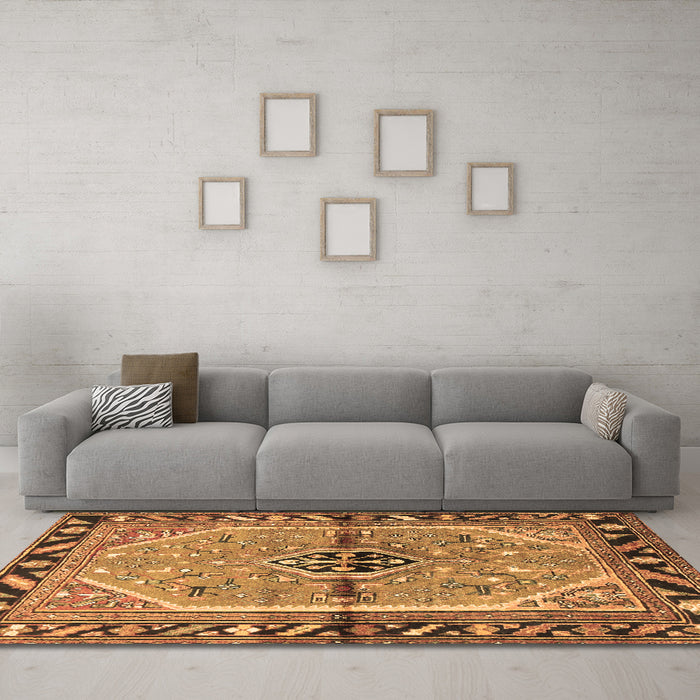 Machine Washable Persian Brown Traditional Rug in a Living Room,, wshtr1219brn