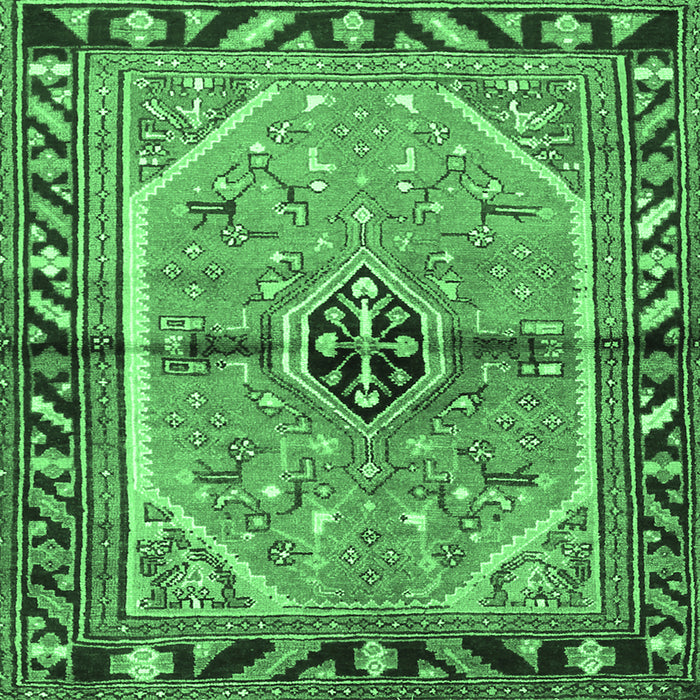 Square Machine Washable Persian Emerald Green Traditional Area Rugs, wshtr1219emgrn