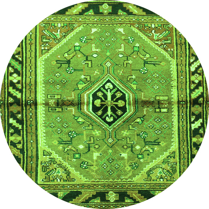 Square Persian Green Traditional Rug, tr1219grn