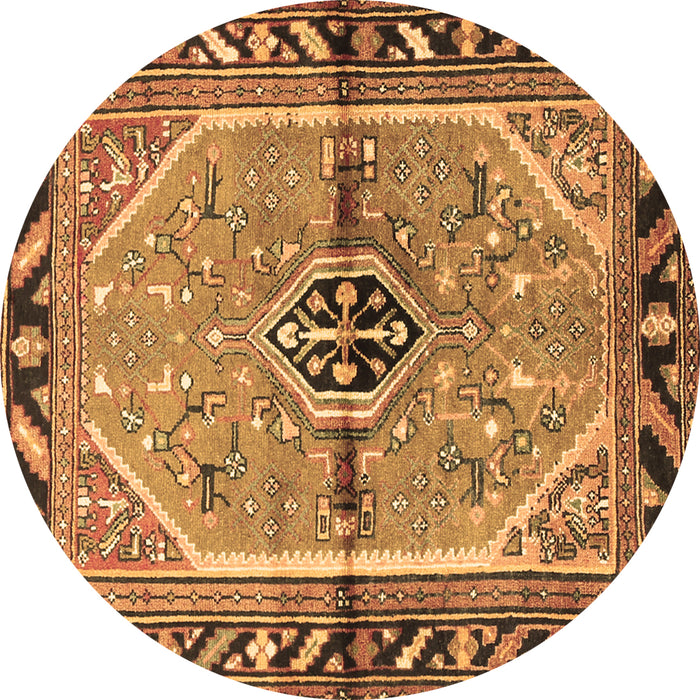 Round Persian Brown Traditional Rug, tr1219brn