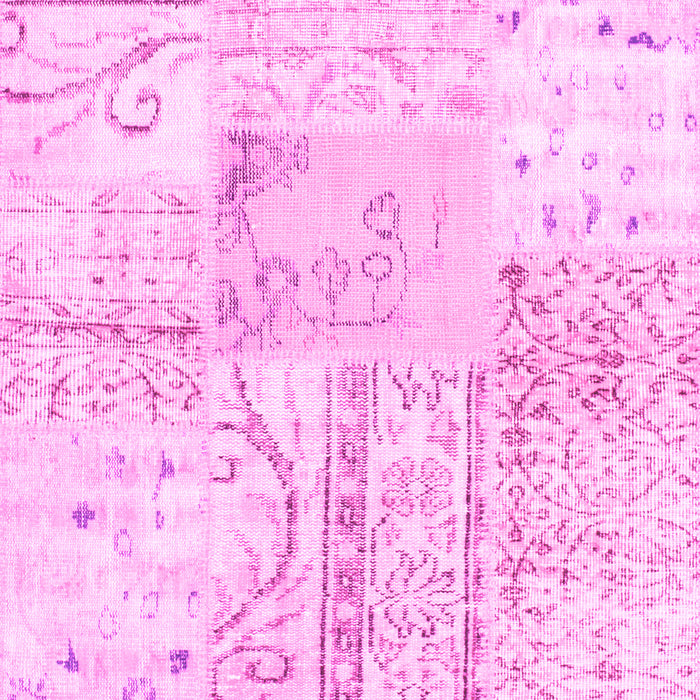 Machine Washable Patchwork Pink Transitional Rug, wshtr121pnk