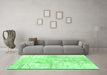 Machine Washable Patchwork Emerald Green Transitional Area Rugs in a Living Room,, wshtr121emgrn