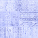 Square Machine Washable Patchwork Blue Transitional Rug, wshtr121blu