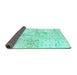 Sideview of Patchwork Turquoise Transitional Rug, tr121turq